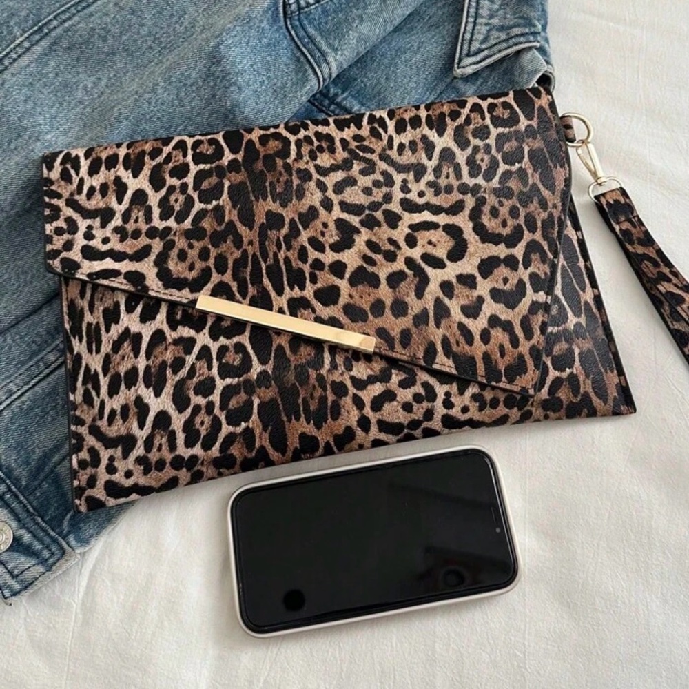 New leopard print clutch purse envelope evening bag